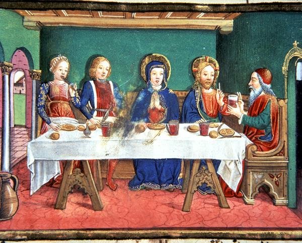 Ægteskab i Cana (vellum) af Italian School