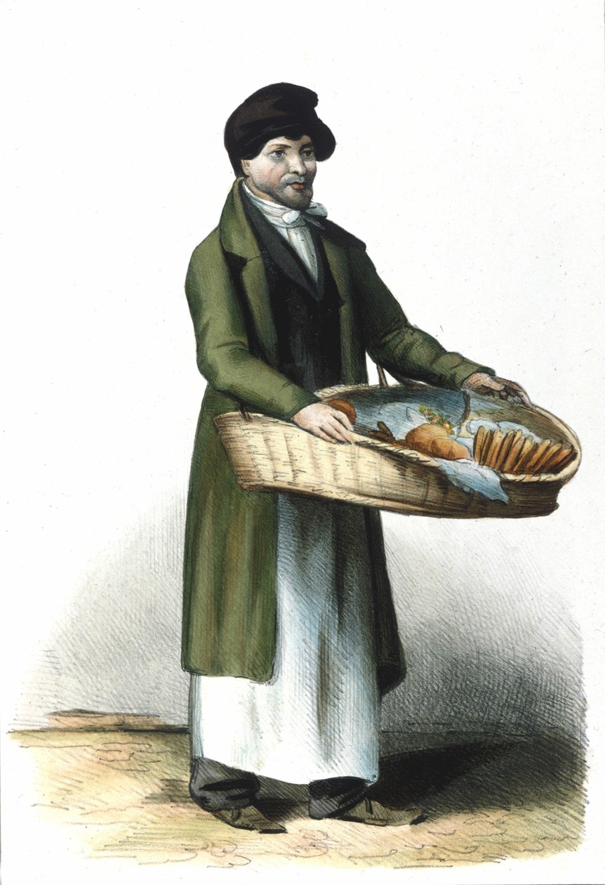 Milanese Metier: en sælger af kiks og kager. 1830 Locarno gravering. af Italian School