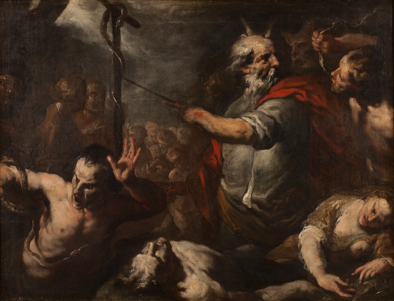 Moses og den skamløse slange af Italian School