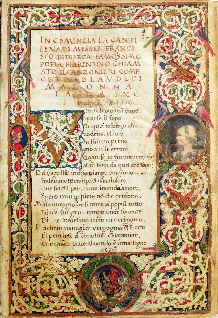 Ms.392 fol.1 Sang til lovprisning af Laure, fra 