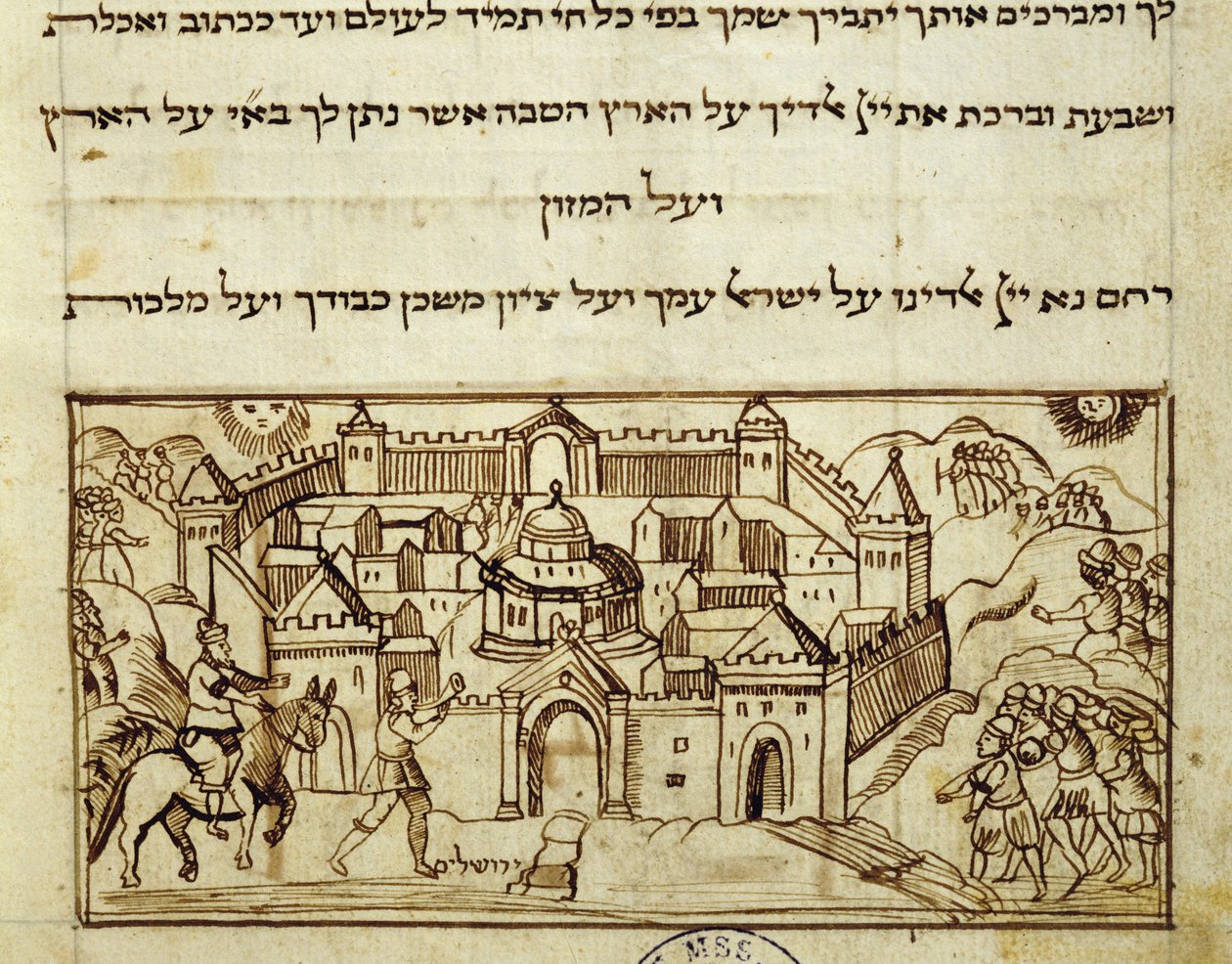 Ms.C.A.2795 Den hellige by Jerusalem, fra historien om det jødiske folk af Italian School