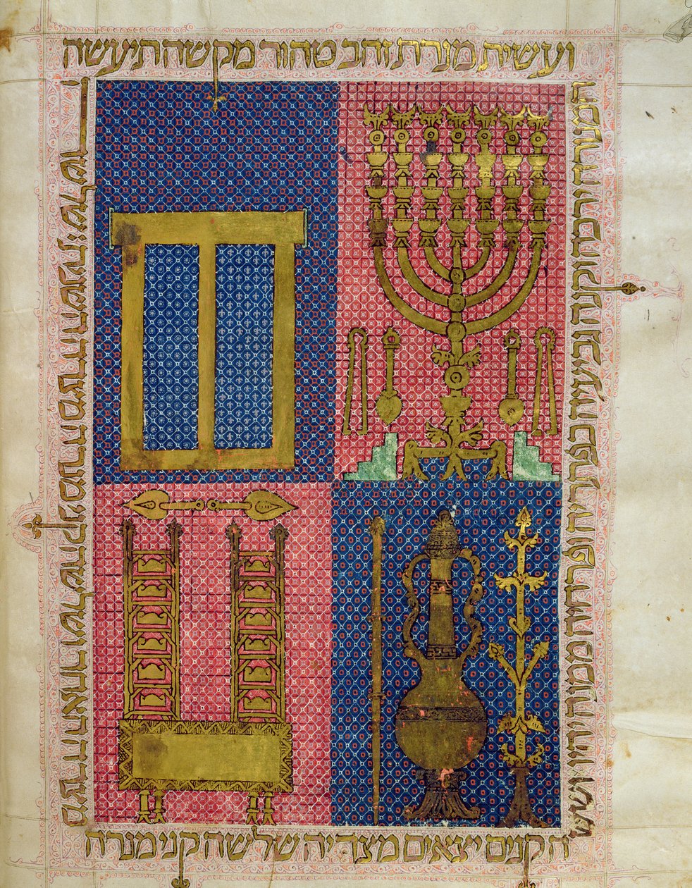 Ms.OR.26 fol.26r Templets instrumenter, fra den hebraiske bibel (vellum) af Italian School