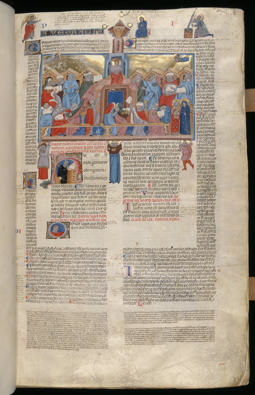 Frk. 183, f.1r: Kristus i templet, miniature fra Decreta cum Apparatu Ioannis Andreae Laurentii af Italian School