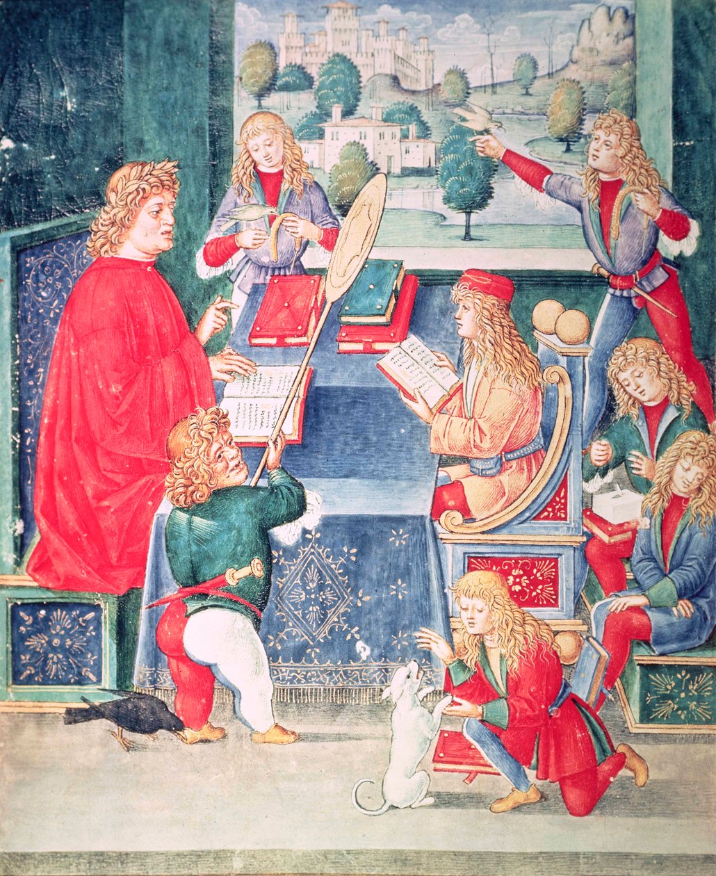 Ms 2167 f.13v Maximilian Sforza deltager i sine lektioner, Lombard, fra 