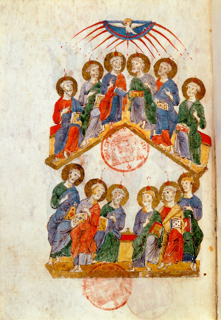 Ms 364 Pentecost, fra Breviary of Monte Cassino af Italian School