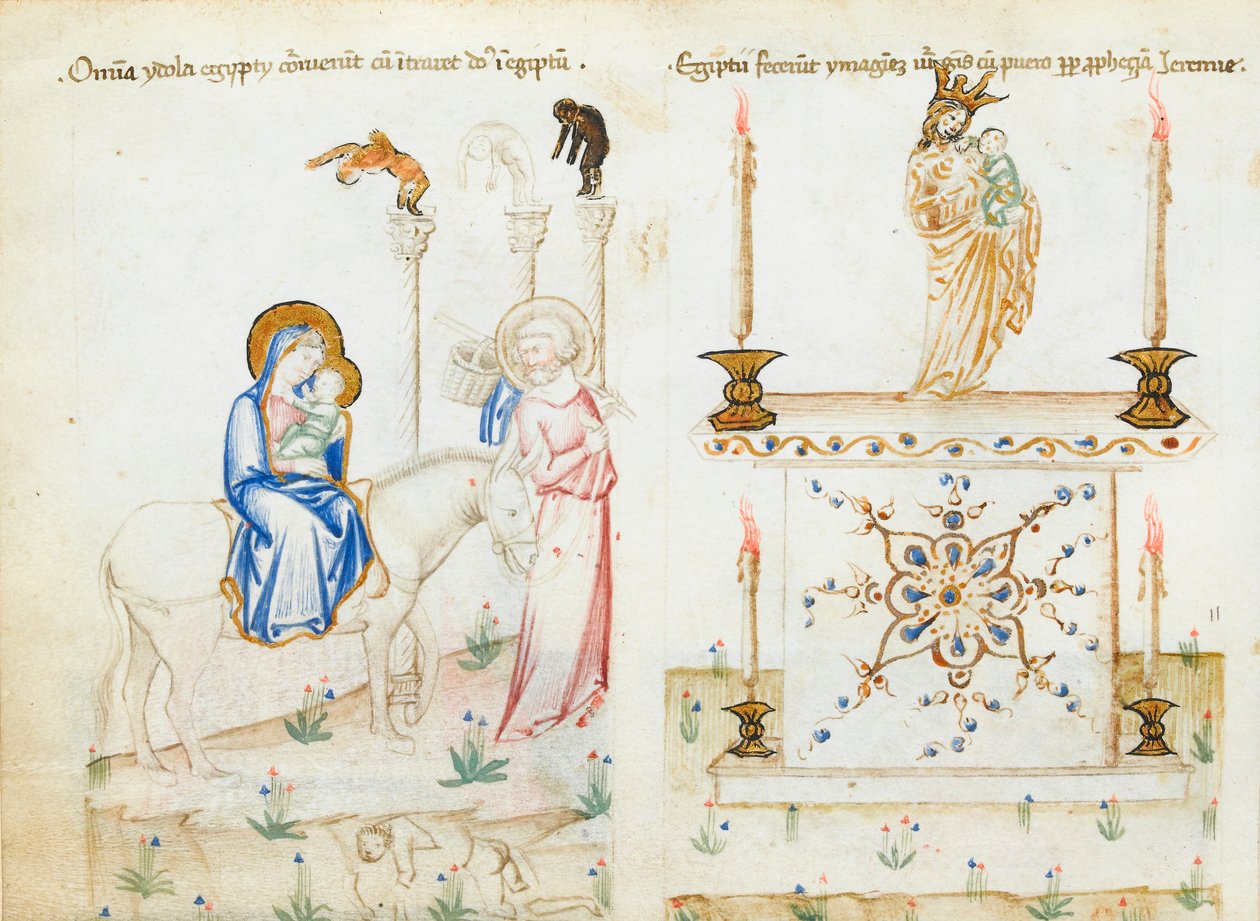 Ms 43-1950 fol.3v Flugten til Egypten, fra Speculum Humanae Salvationis af Italian School