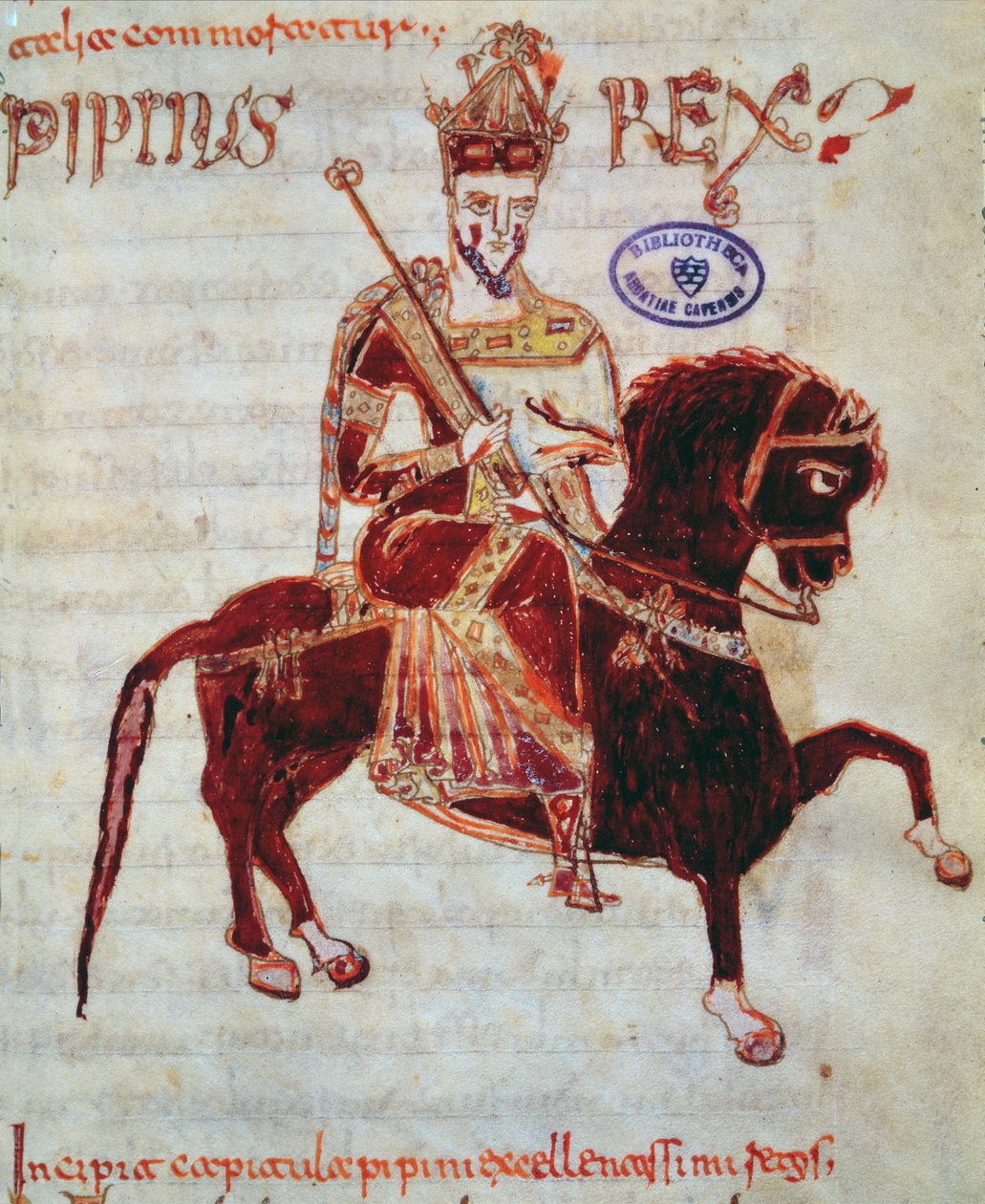 Ms 4 Ridesportræt af Pepin (ca. 773-810) konge af Italien, 1023 af Italian School