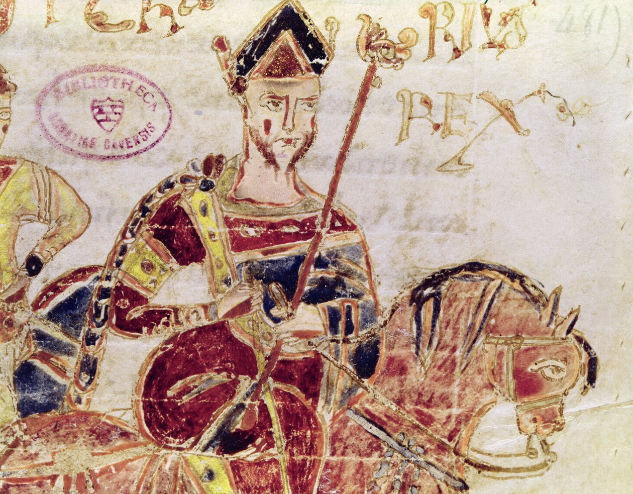 Ms 4 Lothair I (c.795-855) på sin hest af Italian School