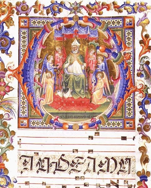 Ms 557 f.35v Historikeret initial 
