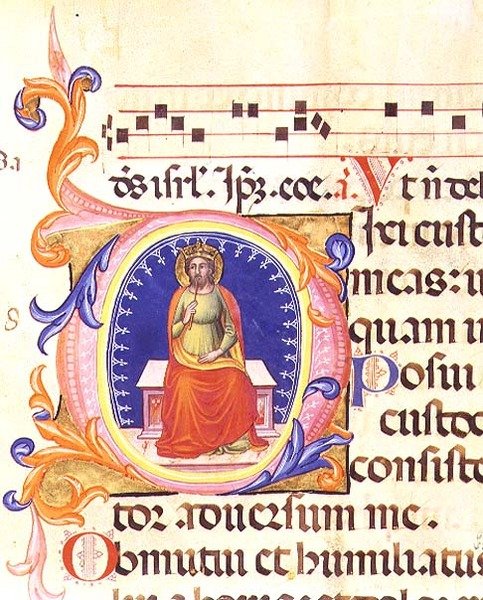 Ms 559 f.38v Historikert initial 
