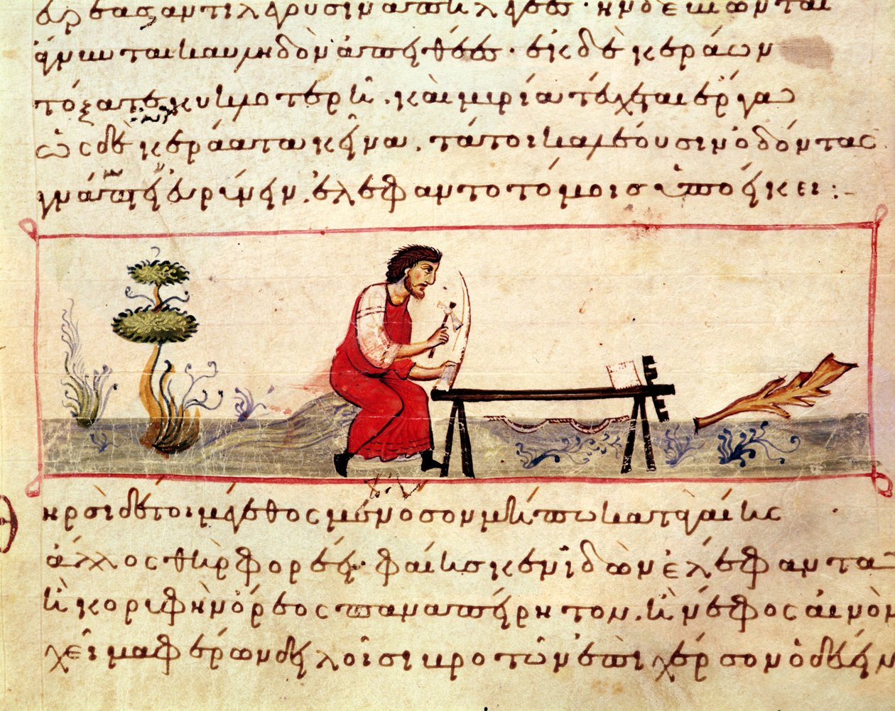 Ms. Grec 479 Traditionelt elfenbensværk, en illustration fra Cynegetica af Oppian (tempera på vellum) af Italian School