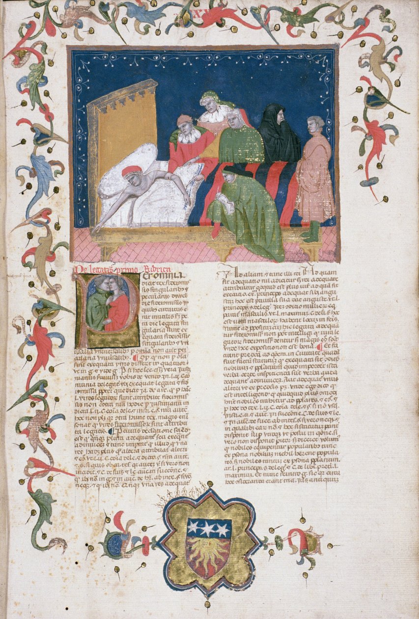 Ms Hunter 6 f.1r En mand, der laver sit testamente, fra 