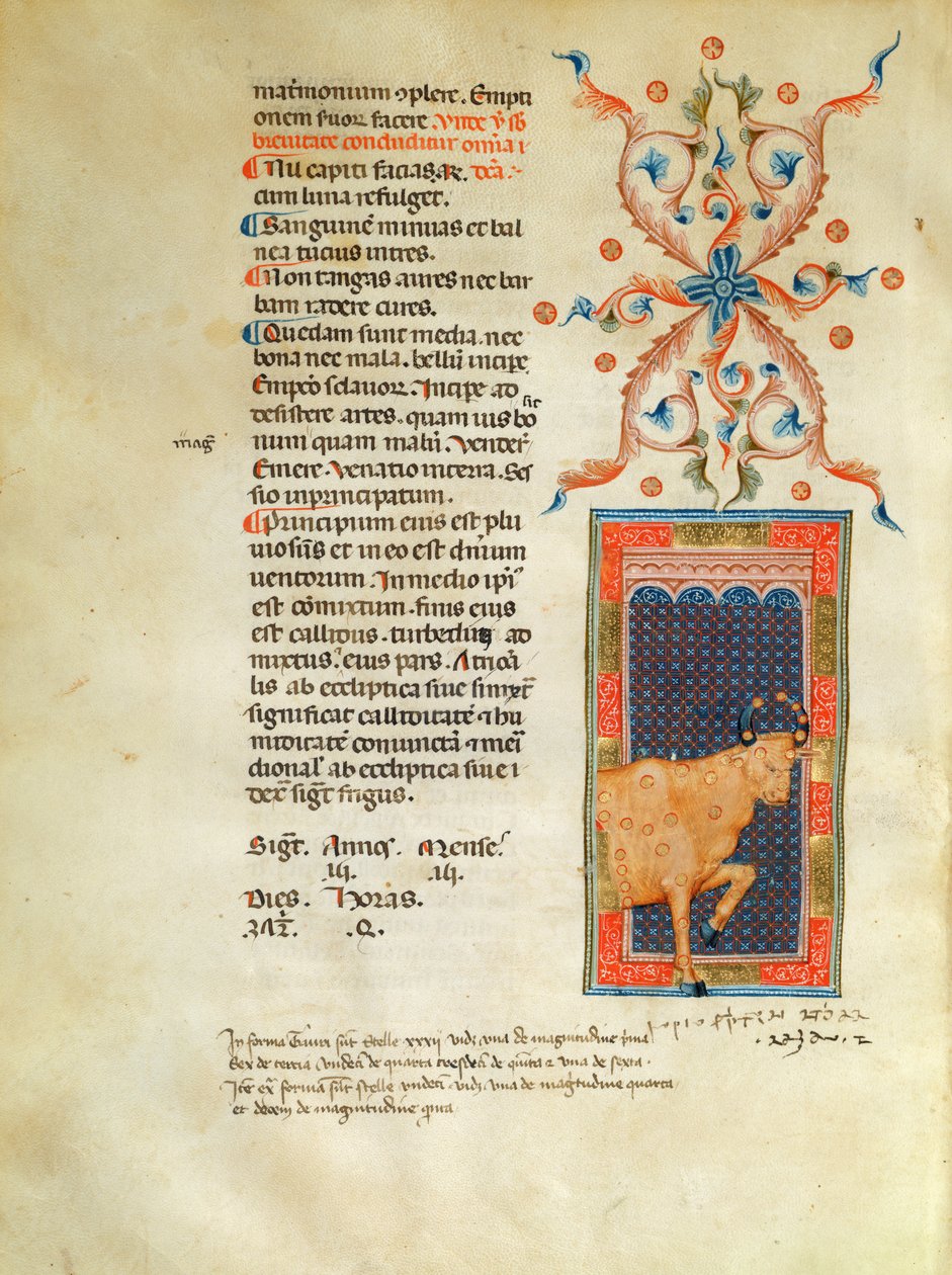 Ms Latin 7272 fol 113 Oplyst kalenderside for april af Italian School