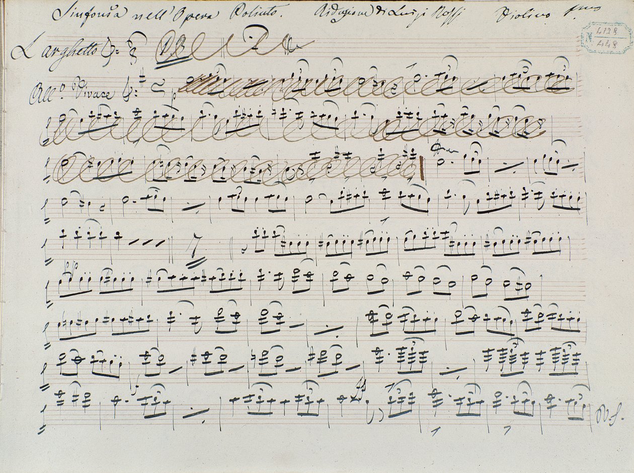 Partitur til Poliuto af Donizetti (blæk på papir) af Italian School