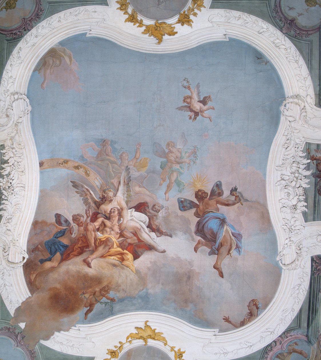 Mytologisk scene med stjernetegn (fresko) af Italian School