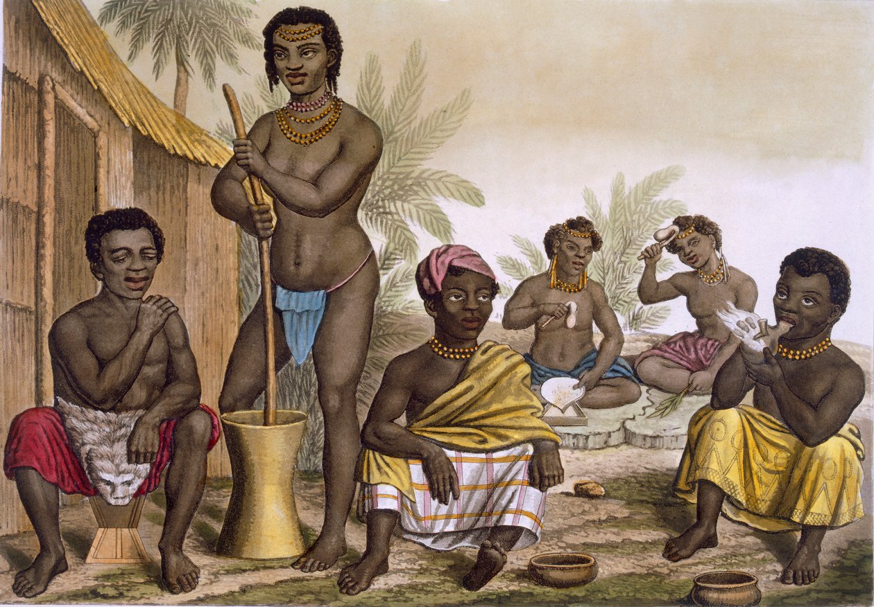 De indfødte fra Muchicongo-stammen, nær Luanda, Congo, bind II, c1820-3 af Italian School