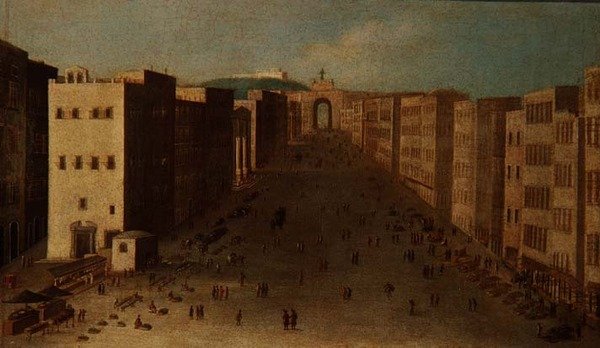 Napolitansk gadescene af Italian School