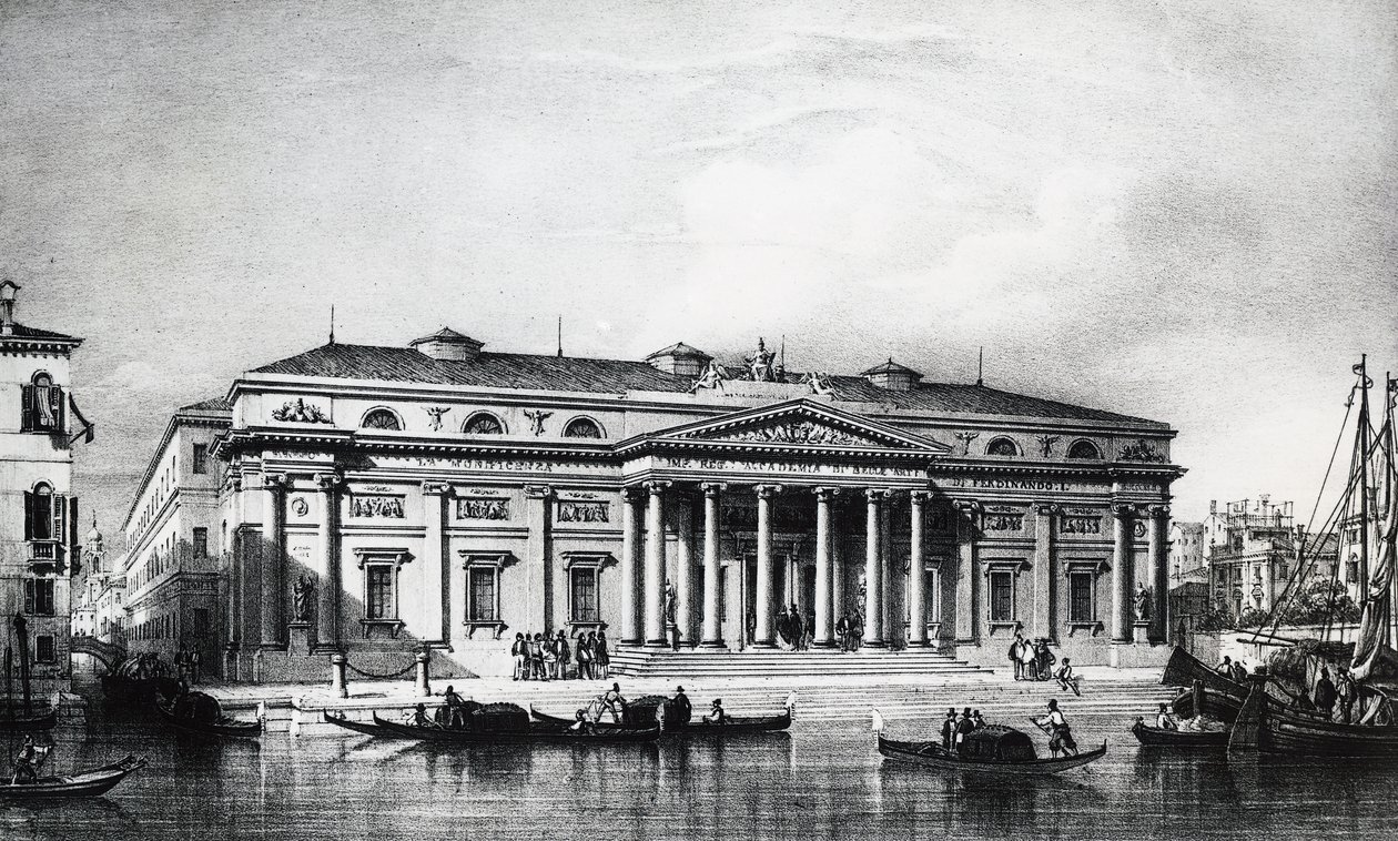 Projekt fra det nittende århundrede for kunstakademiet i Venedig, gravering, Italien 1800-tallet af Italian School