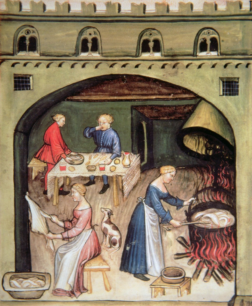 Nova 2644 fol.81r Husholdningspræparat, fra Tacuinum Sanitatis af Italian School