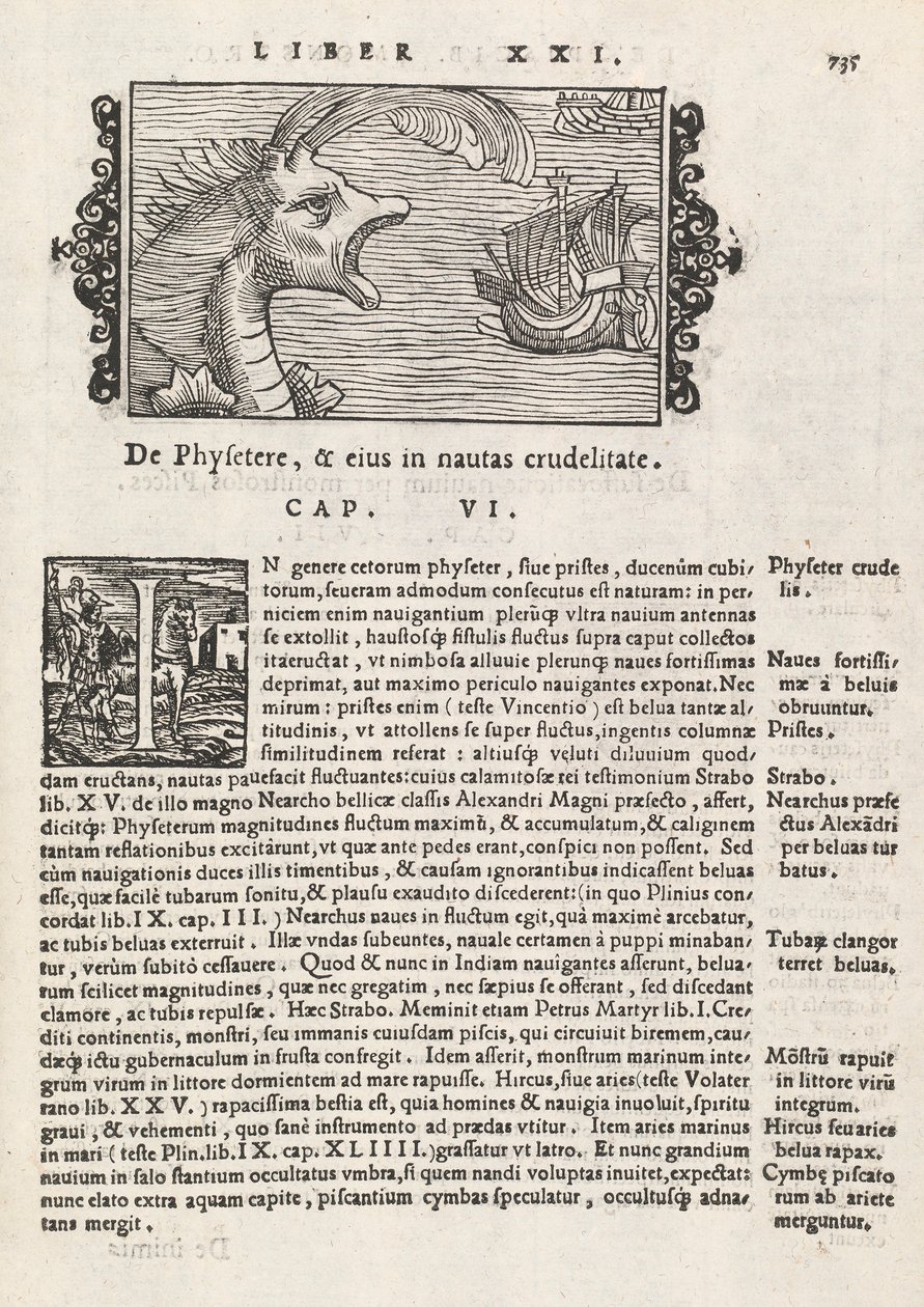 Side 735 fra Nordens historie af Magnus Olaus, Rom 1565 (tryk & gravering) af Italian School