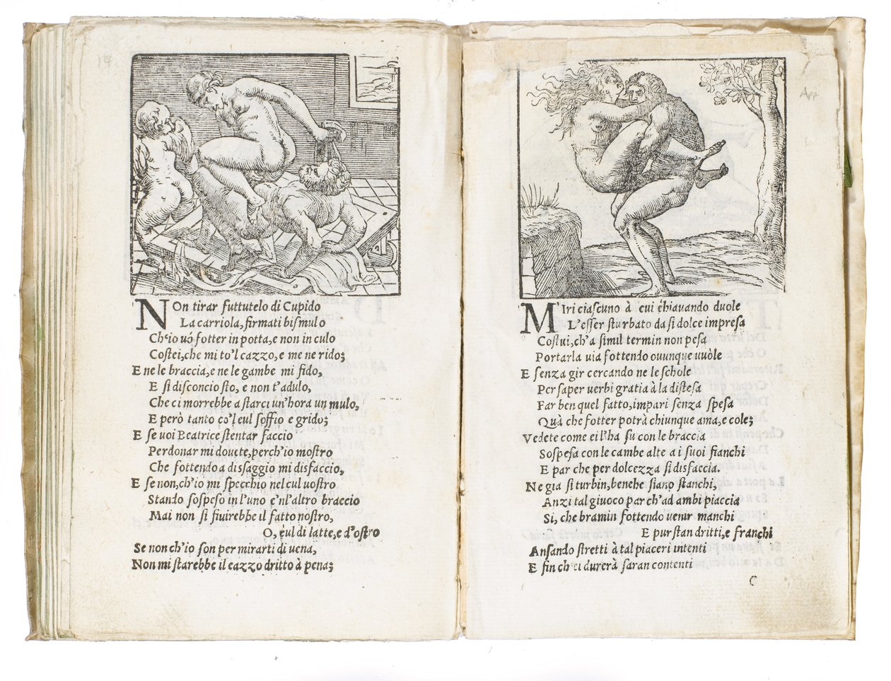 Side fra "Sonetti Lussuriosi" af Pietro Aretino, illustreret af Giulio Romano og indgraveret af Marcantonio Raimondi, udgivet Venedig, ca. 1527 af Italian School
