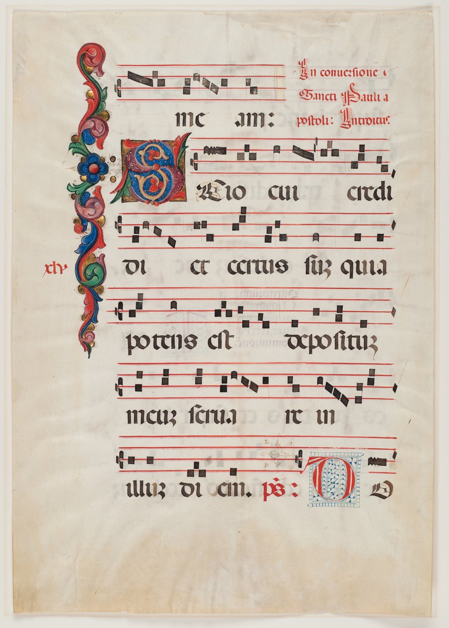 Side fra en missal- eller korbog, Norditalien, første halvdel af det 15. århundrede (blæk på vellum) (se også 499213) af Italian School