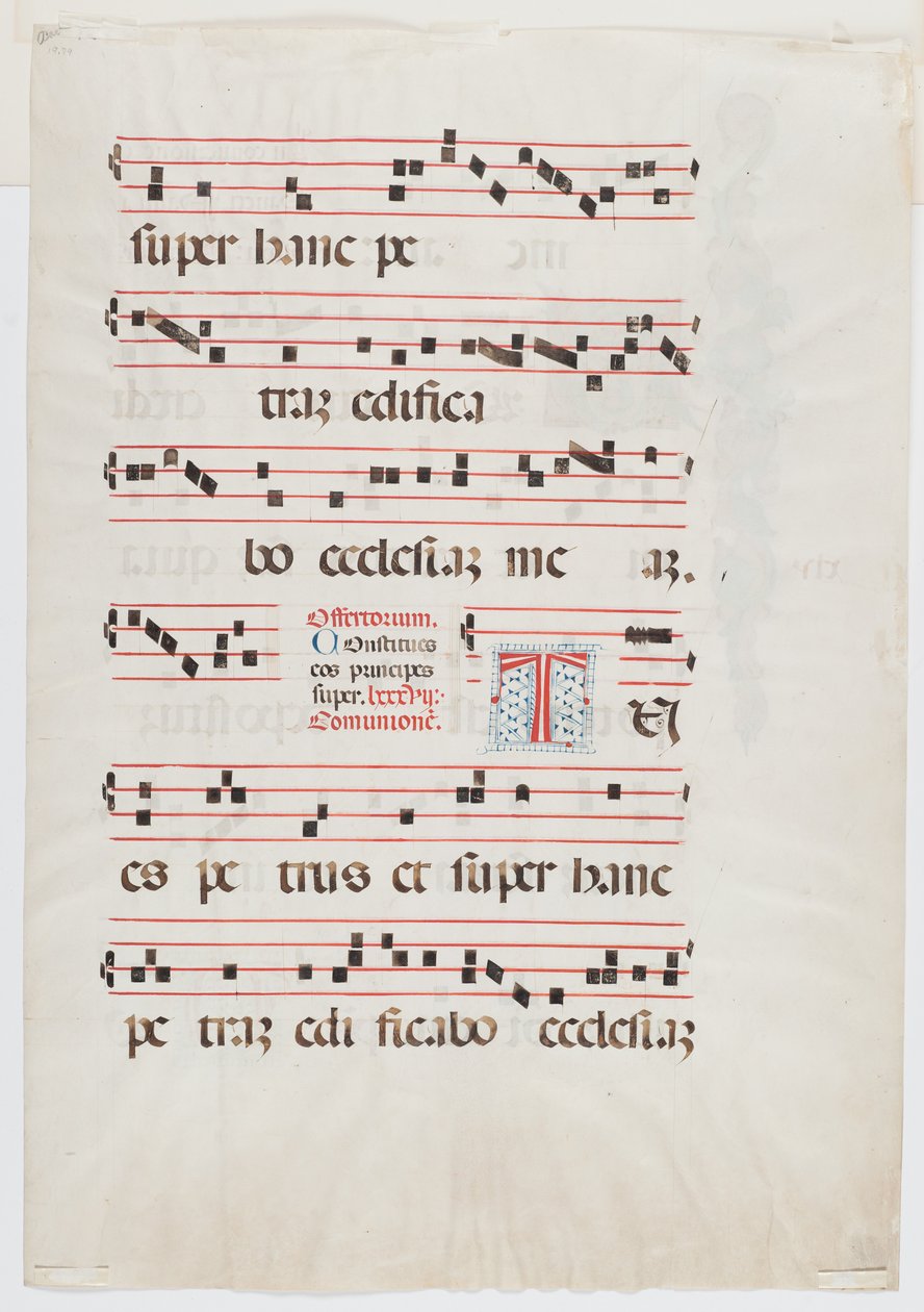 Side fra en missal- eller korbog, Norditalien, første halvdel af det 15. århundrede (blæk på vellum) (se også 499212) af Italian School