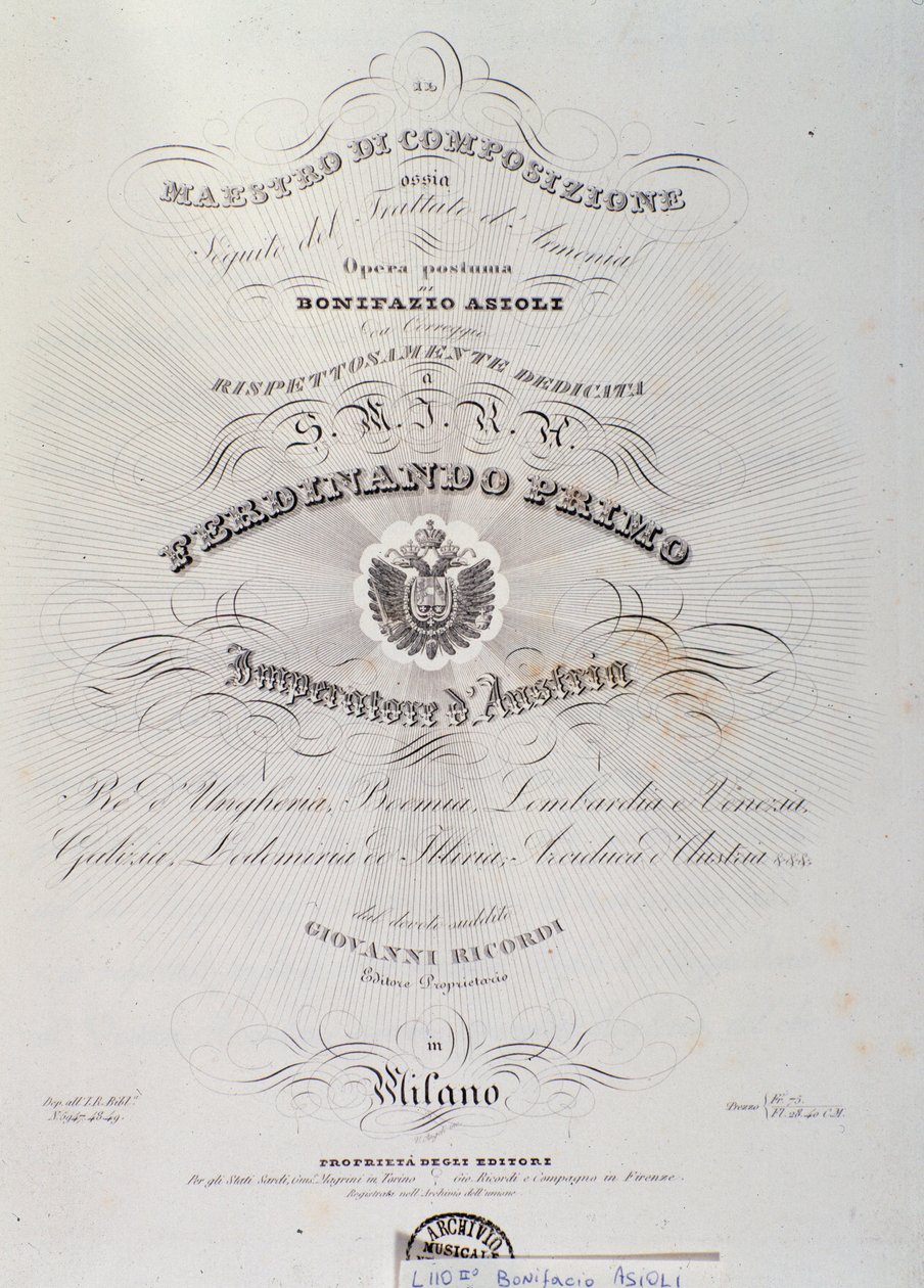 Side taget fra Harmony Treaty af Bonifazio Asioli af Italian School