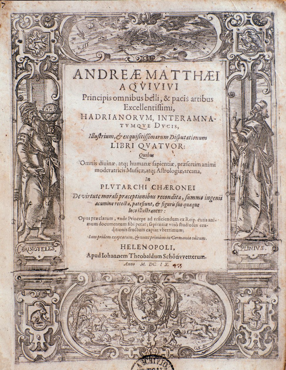 Side taget fra Principi omnibus belli af Andrea Matteo Acquaviva af Italian School