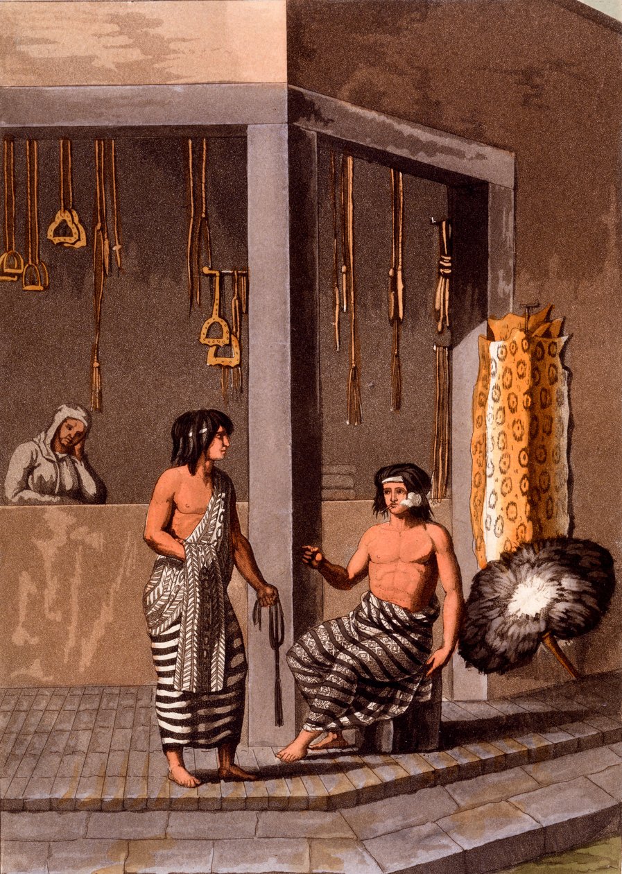 Pampas-indianere i en butik kaldet Indiano, Calle de-los-Torres, Buenos Aires, ca. 1820