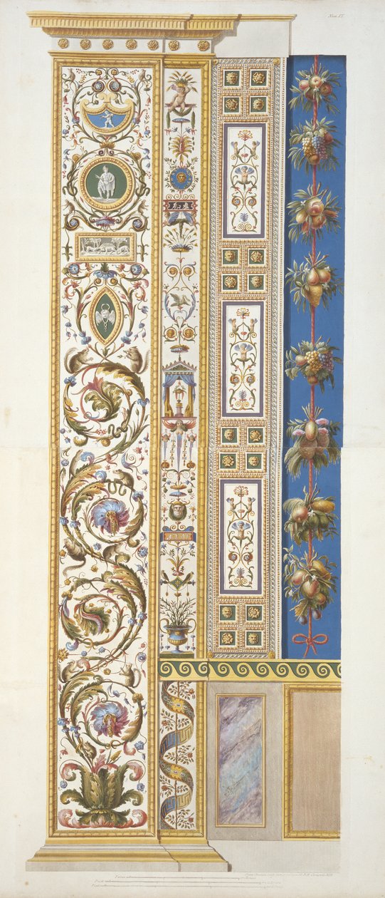 Panel fra Raphael Loggia i Vatikanet, fra Delle Loggie di Rafaele nel Vaticano, indgraveret af Giovanni Ottaviani (ca. 1735-1808), udgivet ca. 1772-77 (håndfarvet gravering) af Italian School