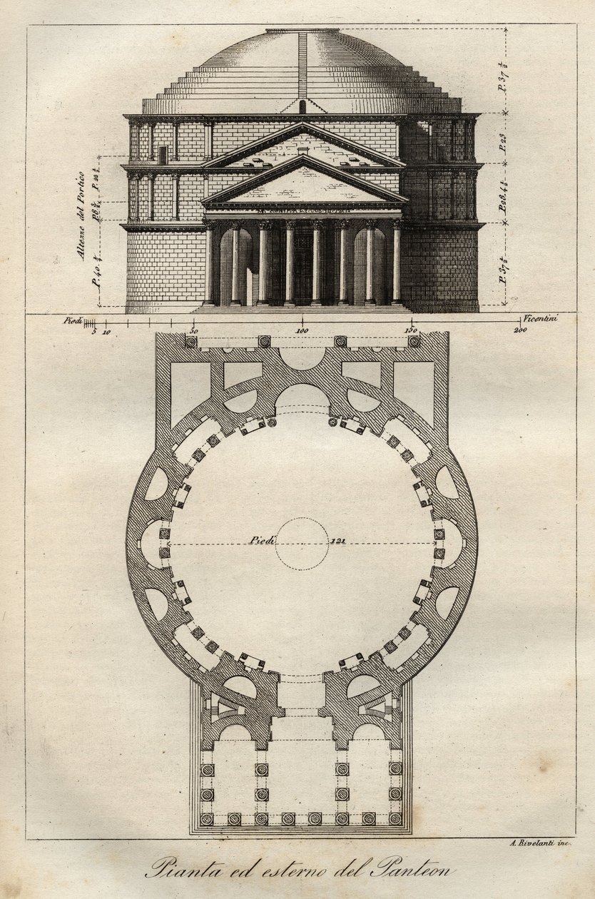 Pantheon of Rome, færdiggjort i ca. 125 e.Kr. under Hadrians regeringstid - indgravering fra "" Skikke og traditioner for alle folk i universet. Det er historien om regeringen, lovene, militsen, om alle nationers religion fra de fjerneste tider op til g. af Italian School