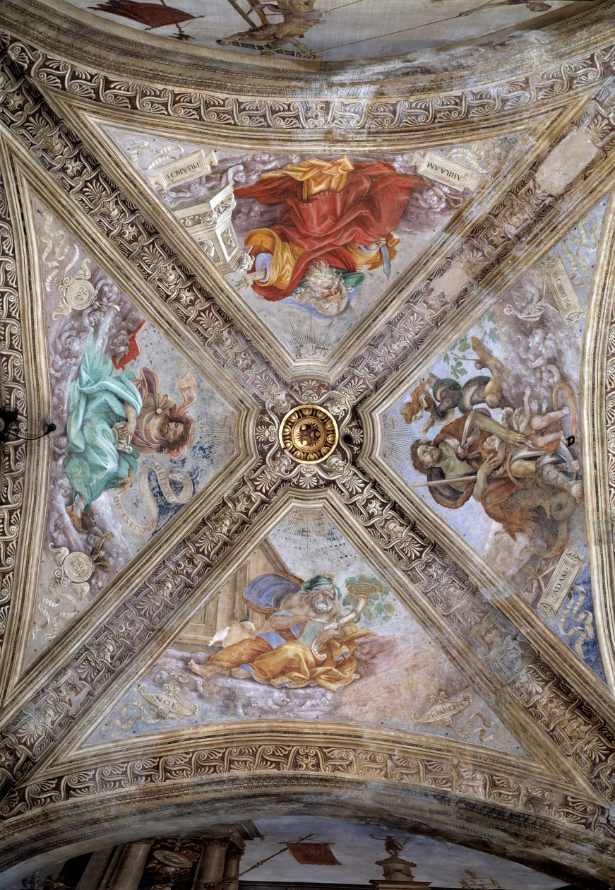 Patriarkerne Adam, Abraham, Jakob og Noa. 14. århundrede, fresco af Italian School