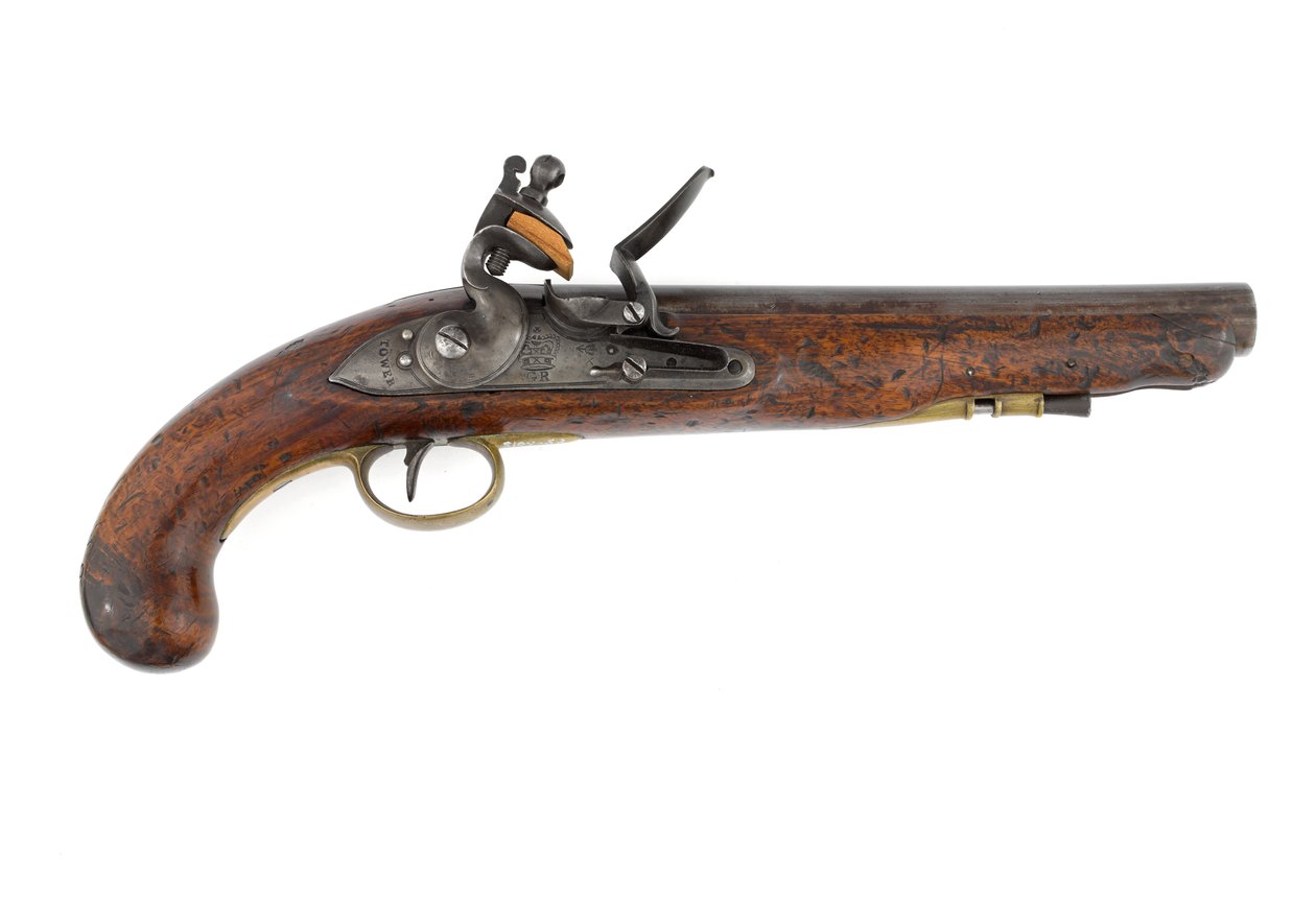 Mønster 1796 flintlås pistol til tunge dragoner, variation med ramrod rør og Ordnance mønster lås, ca. 1800 (pistol, flintlock, mønster 1796 heavy dragon) af Italian School