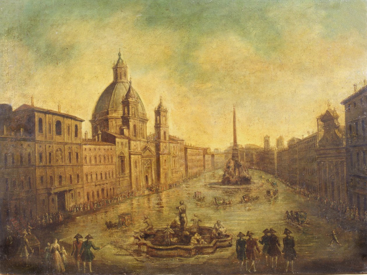 Piazza Navona oversvømmet af Italian School
