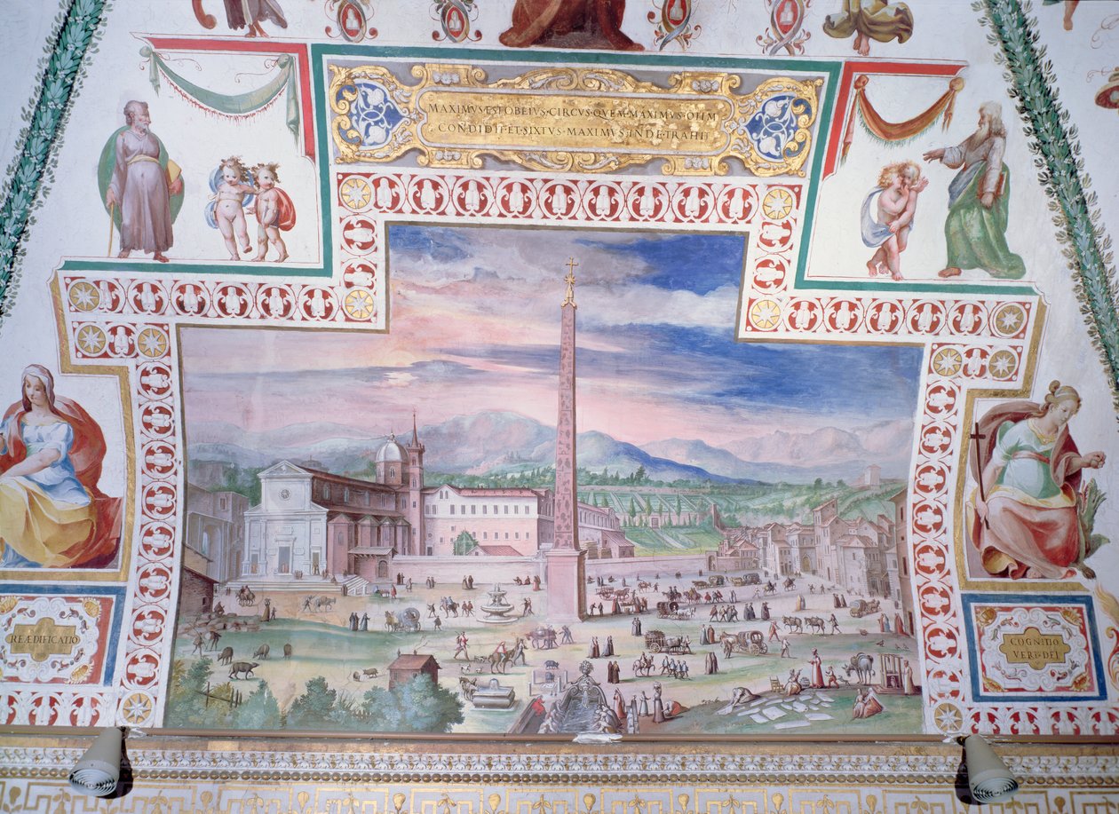 Piazza del Popolo, under pave Sixtus V af Italian School