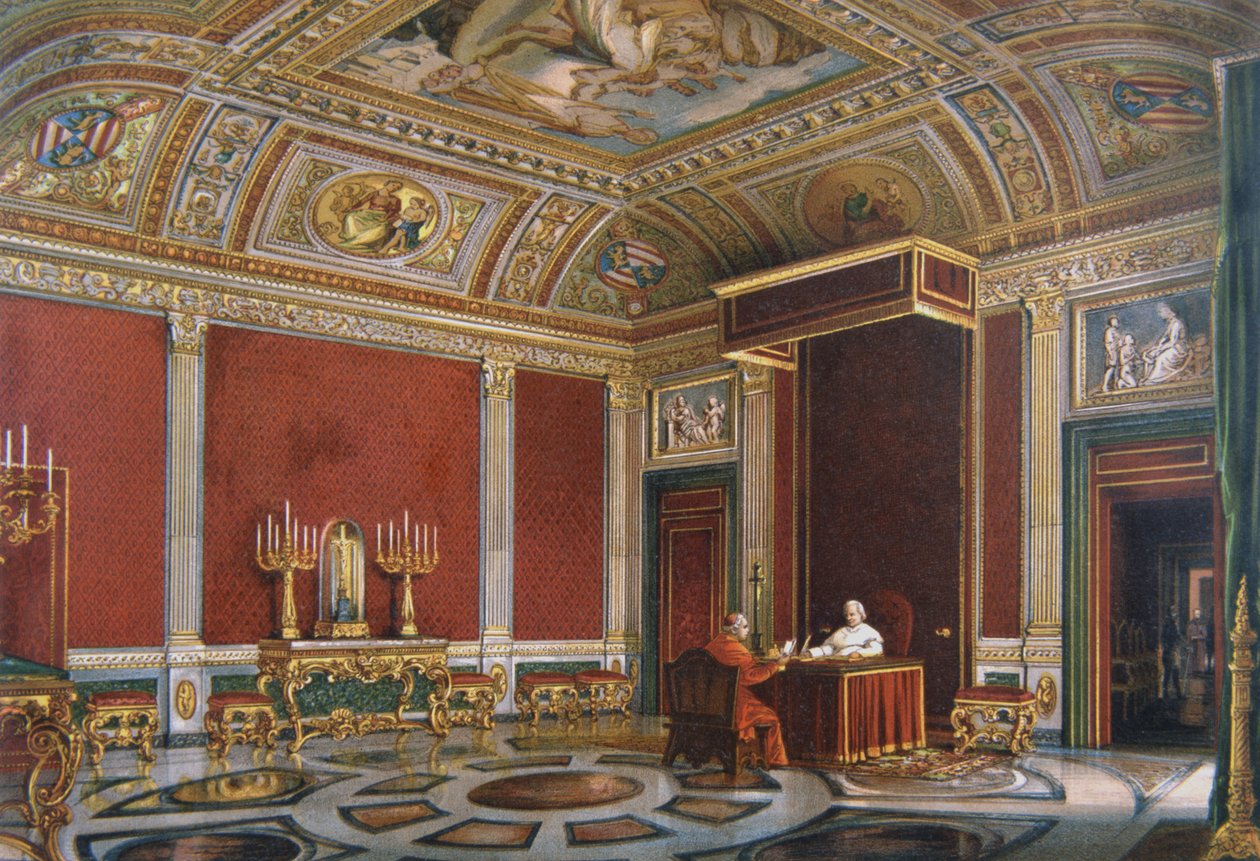 Pius IX i den pavelige audienssal ved Quirinale af Italian School