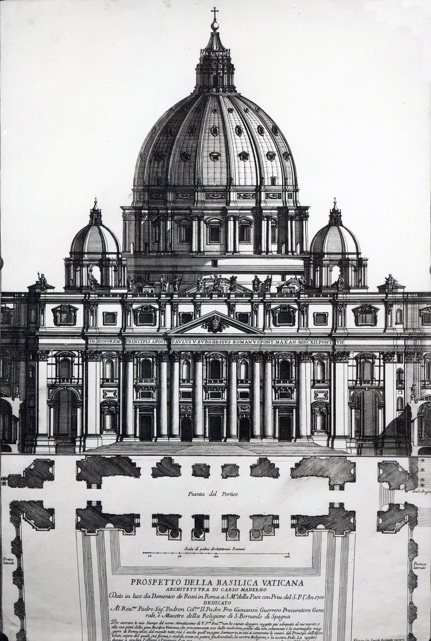 Plan over St. Peters, Rom, indgraveret af Alessandro Specchi af Italian School