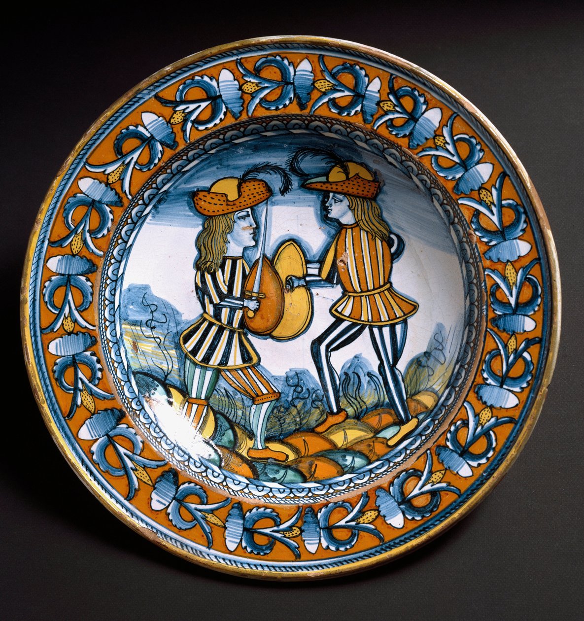 Plade, der forestiller to soldater i kamp, ca. 1520 af Italian School