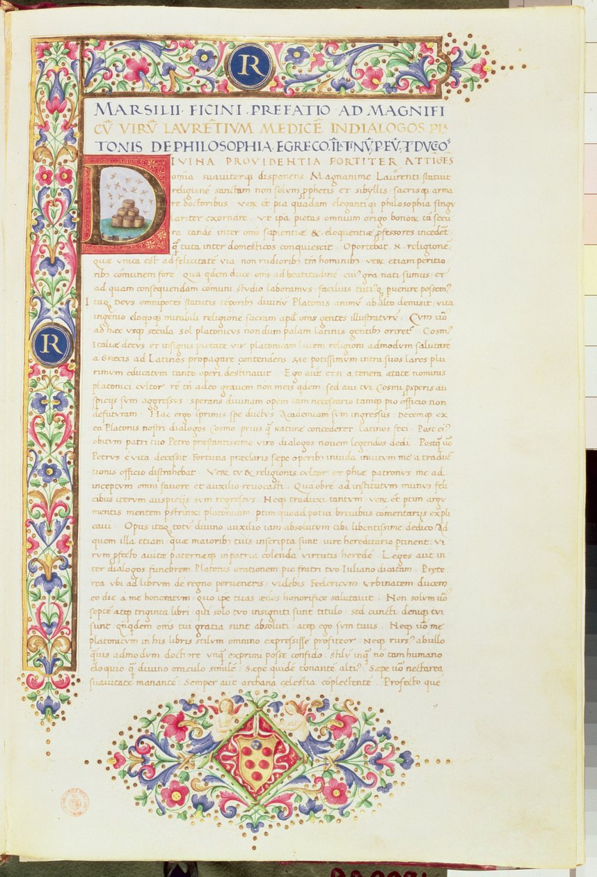 Plut 82.6 C.1 Platons dialoger oversat af Ficino og dedikeret til Lorenzo den Prægtige, ca. 1480 (pergament) af Italian School