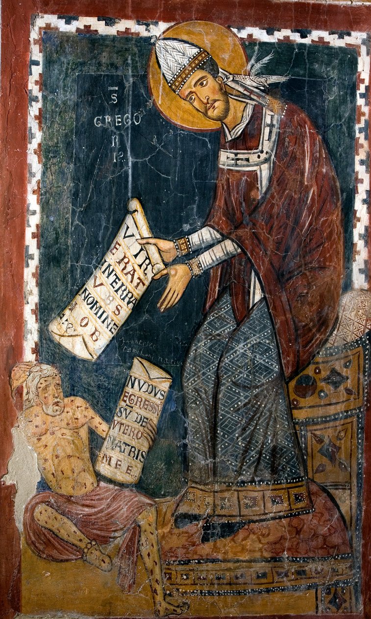 Pave Gregoire I den Store (540-604) og Job Saint Gregoire har et papir, hvor der er skrevet på latin "" Vir erat in terra Hus nomine Job""" (Der var en mand fra Husets land, som blev kaldt Job). og Job "" Nudus egressus sum de utero matris meae"" (Nu I af Italian School
