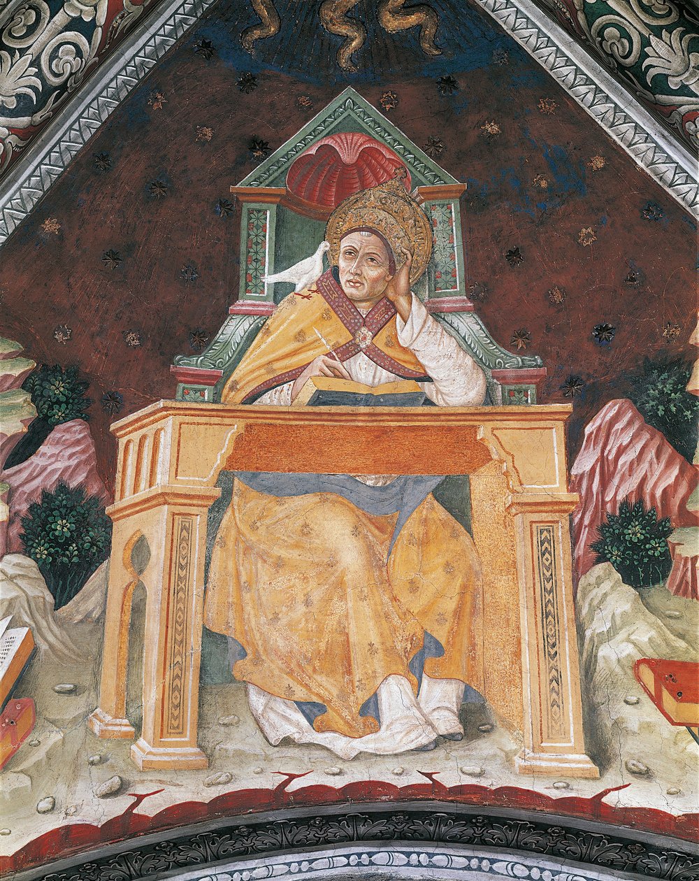 Pave Gregor I, i kapellet St. Margaret af Antiochia, hvælving i Santa Maria Assunta-helligdommen (fresko) af Italian School
