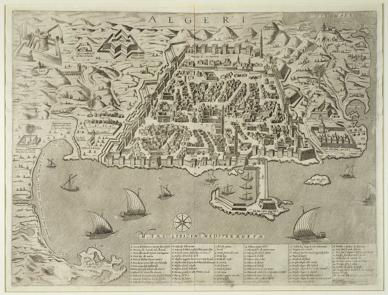 Havn og by i Algier, ca. 1572 af Italian School