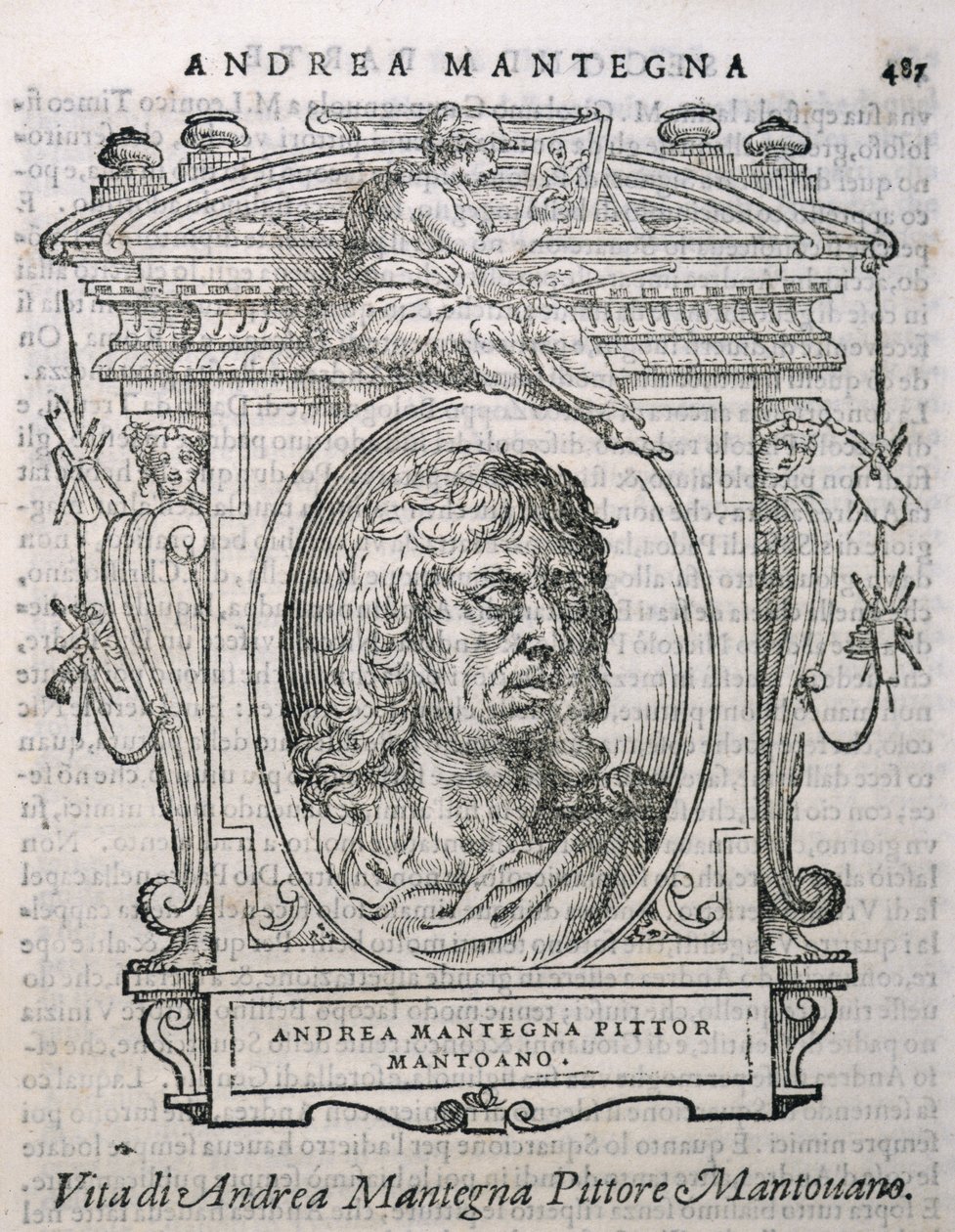 Portræt af Andrea Mantegna (ca. 1430-1506) fra Vasaris Lives of the Artists, første gang udgivet 1550 af Italian School