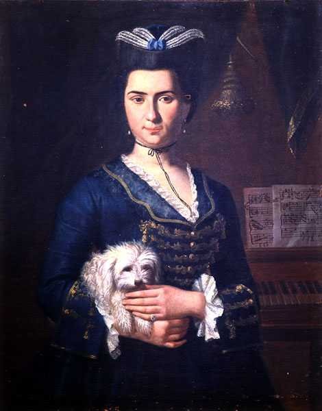 Portræt af Anna Paoli, ca.1750 (olie på lærred) (se 138621) af Italian School