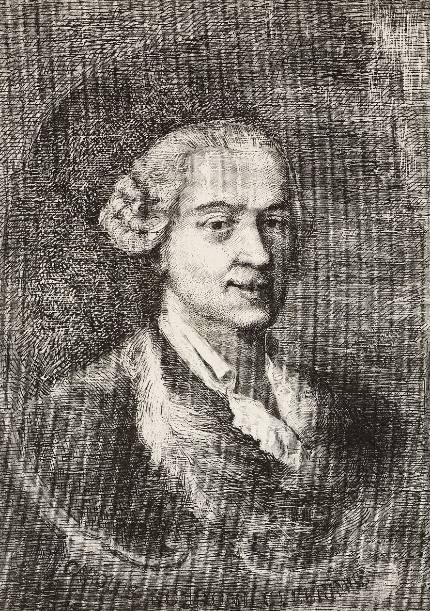 Portræt af Carlo Goldoni (1707-1793), italiensk dramatiker, gravering af Marco Pitteri fra maleri af Giambattista Piazzetta og tegning af E Ximenes, gravering fra L