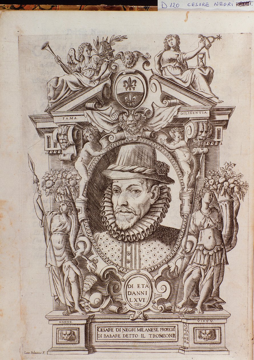 Portræt af Cesare Black kaldet Il Trombone (1536-1604), en italiensk danser af Italian School