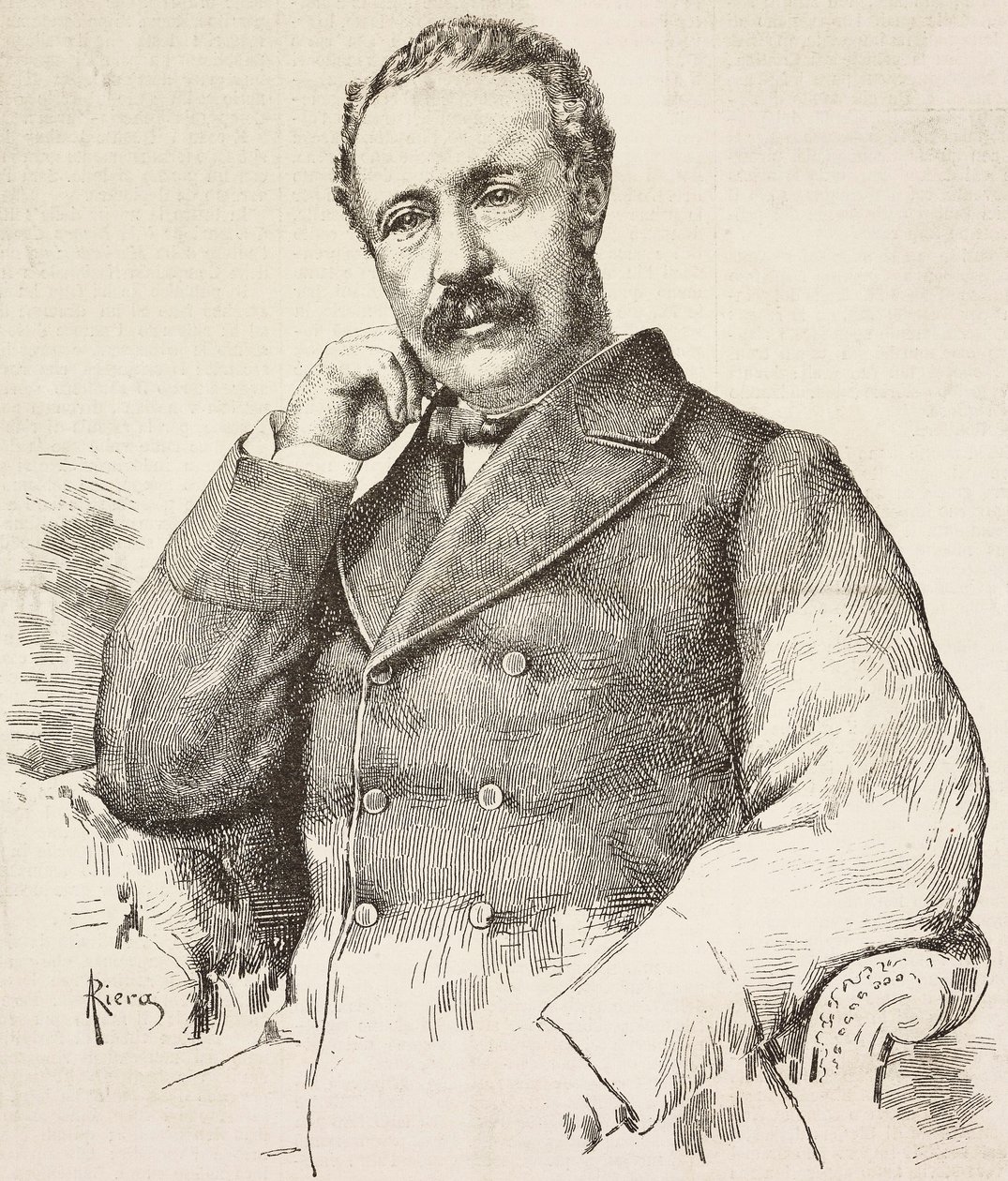 Portræt af Charles George Gordon, kendt som Gordon Pasha (1833-1885), britisk general, gravering fra tegning af en Riera, fra L