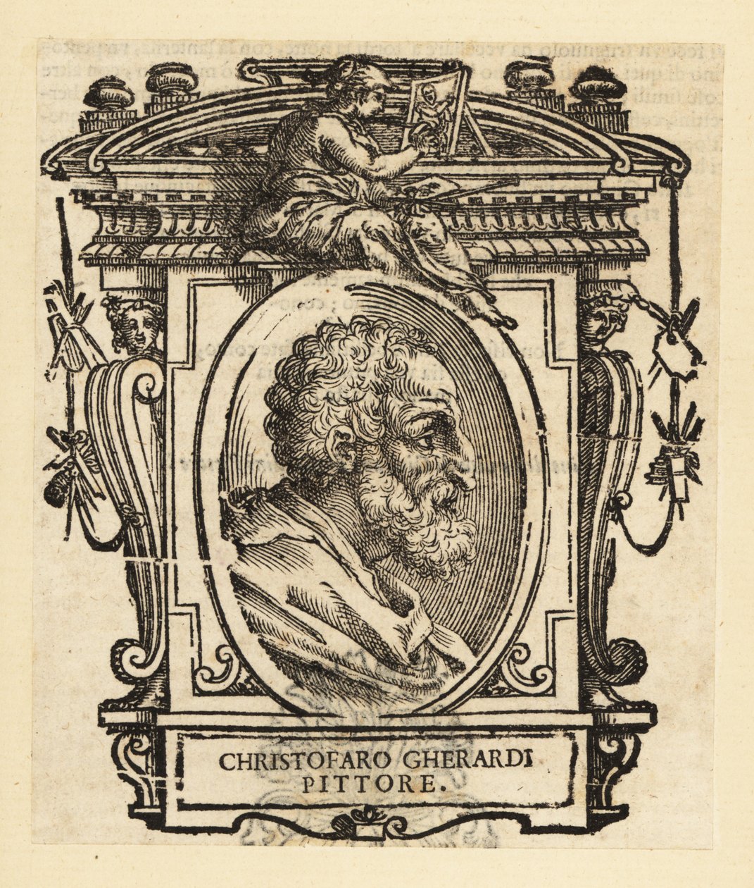 Portræt af Cristoforo Gherardi eller Cristoforo Gherardi, også kendt som il Doceno, italiensk maler fra senrenæssancen eller maneristisk periode, hovedsagelig aktiv i Firenze og Toscana af Italian School