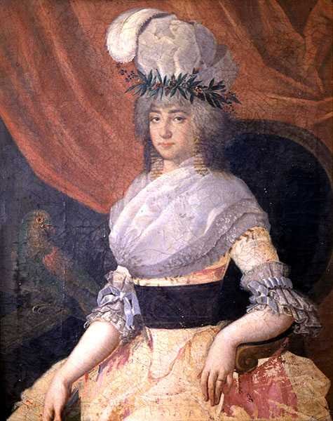 Portræt af Elizabeth Sophie Ghibellini, ca. 1750 (olie på panel) af Italian School